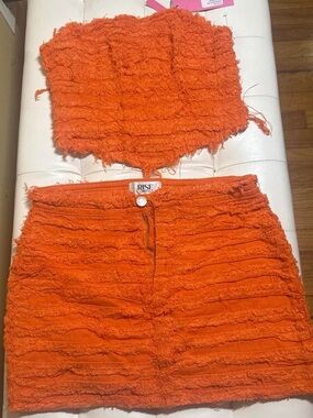 Orange Frayed Mini Shorts